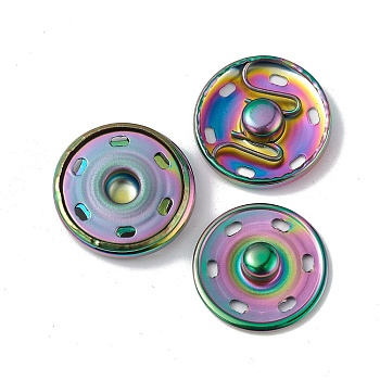 Ion Plating(IP) 202 Stainless Steel Snap Buttons, Garment Buttons, Sewing Accessories, Rainbow Color, 23x6mm