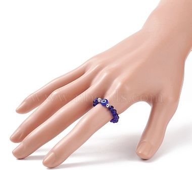 Glass & Lampwork Evil Eye Beaded Finger Ring for Women(RJEW-JR00500)-3