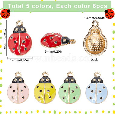 30Pcs 5 Colors Alloy Enamel Pendant Rhinestone Settings(ENAM-SC0004-91)-2