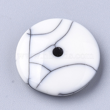 19mm Creamy White Flat Round Resin Beads