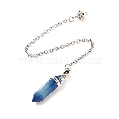 Bullet Natural Gemstone Double Terminated Pointed Pointed Dowsing Pendulums(PALLOY-JF00887)-2