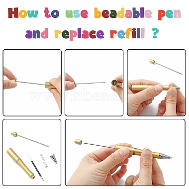 Plastic Beadable Pens, Press Ball Point Pens, for DIY Pen Decoration,  Silver, 144x12mm, The Middle Pole: 2mm
