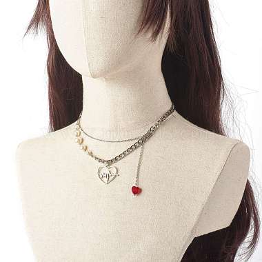 Collares pendientes de aleación de estilo tibetano con latido del corazón(X1-NJEW-TA00006)-3