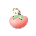 Spray Painted Brass Charms, Peach Charms, Golden, Coral, 14x14.5x3mm, Hole: 3.8mm(KK-CBAEB58-11)