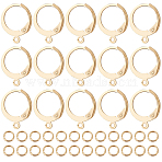 100Pcs 304 Stainless Steel Leverback Earring Findings, with Horizontal Loops & 120Pcs Jump Rings, Real 18K Gold Plated, 14.5x12x2mm, Hole: 1.2mm, Pin: 0.6mm(STAS-BBC0002-68)
