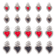 20Pcs 4 Styles Alloy Enamel Pendants, Antique Silver, Sacred Heart Charm, Antique Silver, 39.5~48x23.5~29x2~4mm, Hole: 1.5mm, 5pcs/style(ENAM-GO0001-02)