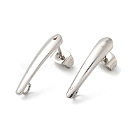 304 Stainless Steel Stud Earring Findings, with Loops, Teardrop, Stainless Steel Color, 20x4.2mm, Pin: 0.8mm, Hole: 2.1mm(STAS-Z051-01P)