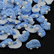 Acrylic Shank Buttons, 1-Hole, Dyed, Car, Cornflower Blue, 17x11x4mm, Hole: 3x2mm(X-BUTT-E022-A-06)
