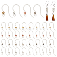Elite 64Pcs 4 Colors Transparent Resin Earring Hooks, with 316 Stainless Steel Round Beads and Horizontal Loops, Mixed Color, 16x12x3mm, Hole: 1.2mm, 21 Gauge, Pin: 0.7mm, 16Pcs/color(RESI-PH0001-84)