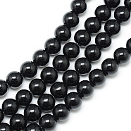 Synthetic Black Stone Bead Strands, Round, 4~5mm, Hole: 1mm, about 95pcs/strand, 15.7 inch(G-R345-4mm-35-1)