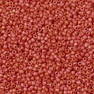 TOHO Round Seed Beads, Japanese Seed Beads, (410F) Orange Opaque Rainbow Matte, 11/0, 2.2mm, Hole: 0.8mm, about 5555pcs/50g(SEED-XTR11-0410F)