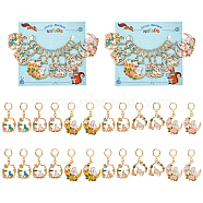 12Pcs 6 Style Cat & Rabbit Alloy Enamel Pendant Locking Stitch Markers, 304 Stainless Steel Stitch Markers, Mixed Color, 4~4.9cm(HJEW-AB00136)