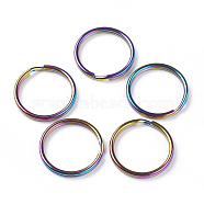 Ion Plating(IP) 304 Stainless Steel Split Key Rings, Keychain Clasp Findings, Rainbow Color, 30x3~3.5mm(STAS-L216-10A)