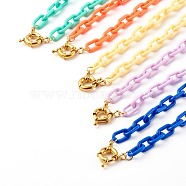 ABS Plastic Cable Chain Necklaces, with Brass Spring Ring Clasps, Golden, Mixed Color, 16.53 inch(42cm) (NJEW-JN03478)