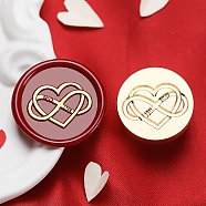 Golden Tone Round Wax Seal Brass Stamp Heads, for Wax Seal Stamp, Valentine's Day Series, Heart, 25x14.5mm, Hole: 7mm(AJEW-S087-01G-08)