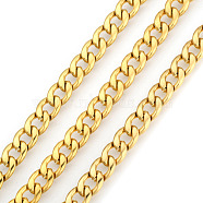 3.28 Feet 304 Stainless Steel Cuban Link Chains, Chunky Curb Chains, Unwelded, Golden, 10x7mm(X-CHS-E013-17C-G)