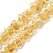 Handmade Lampwork Beads Strands, Bumpy, Flower, Goldenrod, 13.5~14x14.5~15x7~8mm, Hole: 1.4mm, about 28pcs/strand, 14.57 inch(37cm)(LAMP-D015-08J)