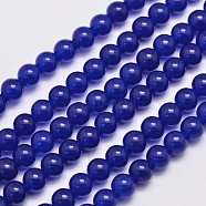 Natural & Dyed Malaysia Jade Bead Strands, Round, Midnight Blue, 6mm, Hole: 0.8mm, about 64pcs/strand, 15 inch(X-G-A146-6mm-A22)