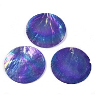 Spray Painted Natural Capiz Shell Pendants, Disc Charms, AB Color, Mauve, 39.5~40x1~2mm, Hole: 1.2~1.4mm(SSHEL-Z002-01D)