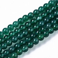Natural Green Onyx Agate Beads Strands,  Dyed, Round, 4mm, Hole: 0.5mm, about 97~98pcs/strand, 14.96 inch(38cm)(G-S359-233)