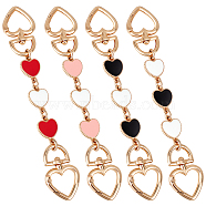 4Pcs 4 Colors Alloy Enamel Purse Strap Extenders, Heart, Mixed Color, 165~168mm, 1pc/color(FIND-BBC0002-46B)