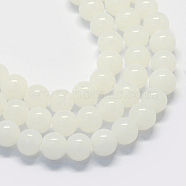 Baking Painted Imitation Jade Glass Round Bead Strands, White, 10~10.5mm, Hole: 1.5mm, about 85pcs/strand, 31.4 inch(X-DGLA-Q021-10mm-01)