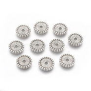 Tibetan Style Spacer Beads, Cadmium Free & Nickel Free & Lead Free, Flat Round, Antique Silver, 12x2mm, Hole: 2mm(TIBE-47916-AS-FF)