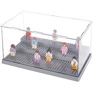 3-Tier Acrylic Minifigure Display Cases, Dustproof Building Block Display Box, fot Action Figure Toys Storage, Gray, inish Product: 25.5x15.5x13.7cm, about 8pcs/set(ODIS-WH0027-049)