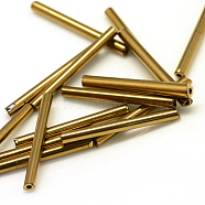 Glass Bugle Beads, Golden Plated, 20x2.5mm, Hole: 0.5mm, about 2000~2500pcs/bag(SEED-R028-2x20-A03)