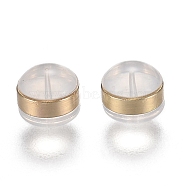 Brass Rings Silicone Ear Nuts, Earring Backs, Light Gold, 5.7x5.7x4.5mm, Hole: 1mm(SIL-N003-03LG)