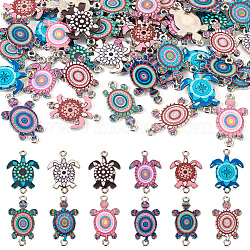 Pandahall 48Pcs 12 Styles Alloy Enamel Connector Charms, Turtle Links, Mixed Color, 24~27x15~18mm, 4pcs/style(FIND-TA0003-64)