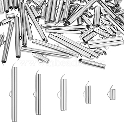 100Pcs 5 Size 304 Stainless Steel Slide On End Clasp Tubes, Slider End Caps, Stainless Steel Color, 6x6~40x4mm, Hole: 3x1.5mm, Inner Diameter: 3mm, 20Pcs/size(STAS-UN0044-78)