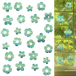 2PCS 2 Styles PVC Stickers Dazzling Color Window Stickers 3D Laser Flower Electrostatic Glass Window Stickers, Colorful, 79.5mm, Inner Diameter: 12mm(JX826A)