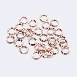925 Sterling Silver Round Rings, Soldered Jump Rings, Rose Gold, 4x0.7mm, Inner Diameter: 2mm(STER-F036-03RG-0.7x4)