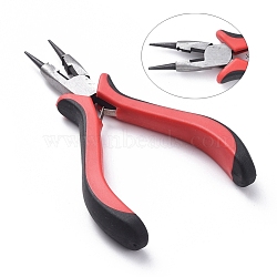 Carbon Steel Jewelry Pliers, Round Nose Pliers, Wire Cutter, Polishing, Gunmetal, 130x65x18mm(PT-S055-1)