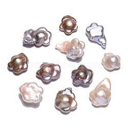 Baroque Natural Nucleated Keshi Pearl Beads, Cultured Freshwater Pearl, Flower, Rosy Brown, 15.5~32.5x15~18x6.5~10mm, Hole: 0.8mm(PEAR-S020-A02-1)