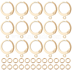 100Pcs 304 Stainless Steel Leverback Earring Findings, with Horizontal Loops & 120Pcs Jump Rings, Real 18K Gold Plated, 14.5x12x2mm, Hole: 1.2mm, Pin: 0.6mm(STAS-BBC0002-68)