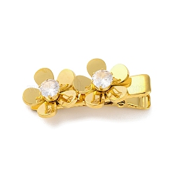 Flower Shape 304 Stainless Steel Alligator Hair Clips, with Rhinestone, Real 18K Gold Plated, 38x17x15mm(STAS-Z096-06G)