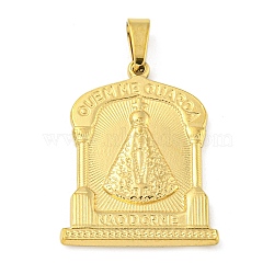 Ion Plating(IP) 304 Stainless Steel Pendants, Religious Theme Charm, Arch with Word, Golden, 26.5x20x2mm, Hole: 5x3mm(STAS-B071-02H-16G)