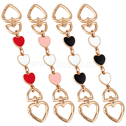 4Pcs 4 Colors Alloy Enamel Purse Strap Extenders, Heart, Mixed Color, 165~168mm, 1pc/color(FIND-BBC0002-46B)