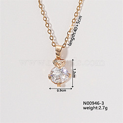 Chic Minimalist Flat Round Brass Micro Pave Cubic Zirconia Pendant Necklaces, Cable Chains Necklaces for Women, 15.75 inch(400mm)(FG4743-3)