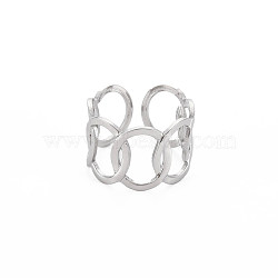 Non-Tarnish 304 Stainless Steel Interlocking Oval Open Cuff Ring, Stainless Steel Color, US Size 8(18.1mm)(RJEW-S405-147P)