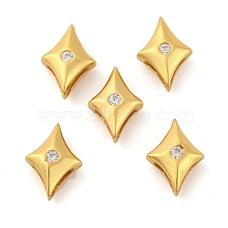 925 Sterling Silver Micro Pave Clear Cubic Zirconia Slide Charms, Star, Real 18K Gold Plated, 7x5x2.5mm, Hole: 3x0.7mm(STER-P061-02A-G)