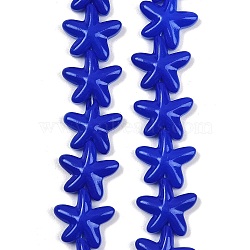 Baking Paint Glass Beads, Starfish, Dark Blue, 18x16.5x5.5mm, Hole: 1mm, about 28pcs/strand, 15.94 inch(40.5cm)(LAMP-C021-01G)