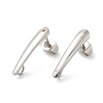 304 Stainless Steel Stud Earring Findings, with Loops, Teardrop, Stainless Steel Color, 20x4.2mm, Pin: 0.8mm, Hole: 2.1mm