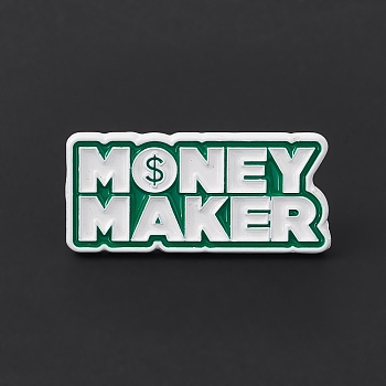 Dollar Money Enamel Pin, Word Money Maker Alloy Brooch for Backpack Clothes, Word, 14x30x1.5mm, Pin: 1.2mm