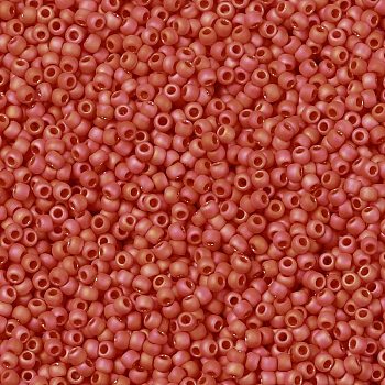 TOHO Round Seed Beads, Japanese Seed Beads, (410F) Orange Opaque Rainbow Matte, 11/0, 2.2mm, Hole: 0.8mm, about 5555pcs/50g