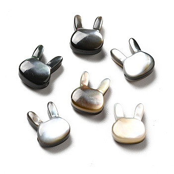 Natural Black Lip Shell Beads, Rabbit, Black, 9x7x3.5mm, Hole: 0.8mm