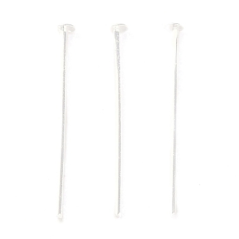 Brass Flat Head Pins, 925 Sterling Silver Plated, 20x0.7mm, Head: 2mm