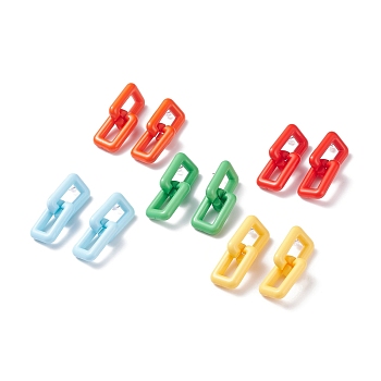 Acrylic Double Interlocked Rectangle Dangle Stud Earrings for Women, Mixed Color, 46x20x6mm, Pin: 0.7mm
